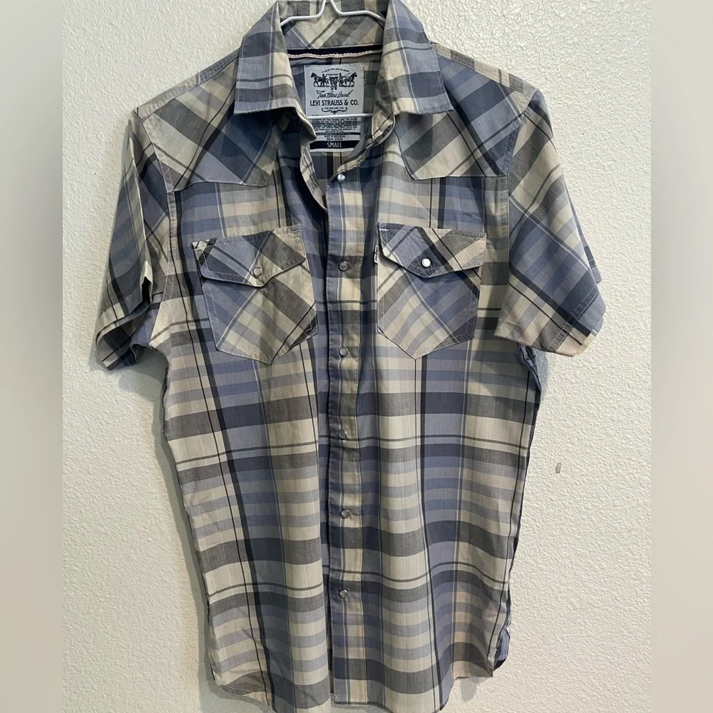 Levi’s Pearl Snap Button Up‎ Plaid Short Sleeve Western Shirt